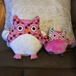 GANZ Pink and White Owl Plush Set